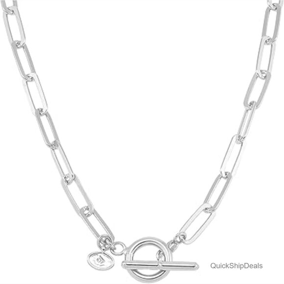 Sterling Silver Chain Necklace with Toggle Clasp 17 Inches